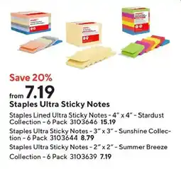 Staples Staples ultra sticky notes offer
