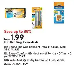 Staples Bic Writing Essentials offer