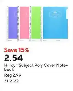 Staples Hilroy 1 Subject Poly Cover Notebook offer