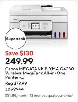 Staples Canon megatank pixma g4280 wireless megatank all-in-one printer offer
