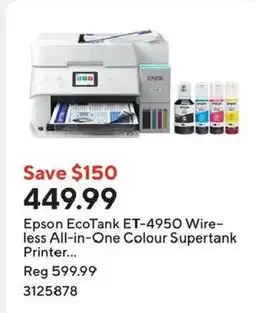 Staples Epson EcoTank ET-4950 Wireless All-in-One Colour Supertank Printer offer