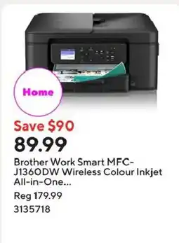 Staples Brother Work Smart MFC-J1360DW Wireless Colour Inkjet All-in-One offer