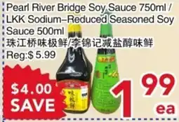 Yours Food Mart Pearl River Bridge Soy Sauce/ LKK Sodium-Reduced Seasoned Soy Sauce offer