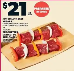 Loblaws Top Sirloin Beef Kebabs offer