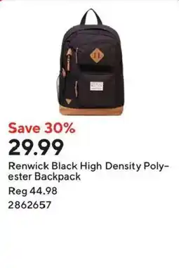 Staples Renwick Black High Density Polyester Backpack offer