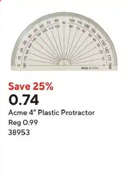 Staples Acme plastic protractor offer
