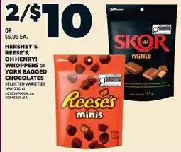 Loblaws Hershey's, Reese's, Oh Henry!, Whoppers or York bagged chocolates selected varieties offer