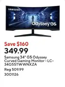 Staples Samsung 34" G5 Odyssey Curved Gaming Monitor offer