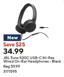 Staples Jbl tune 530c usb-c hi-res wired on-ear headphones - black offer