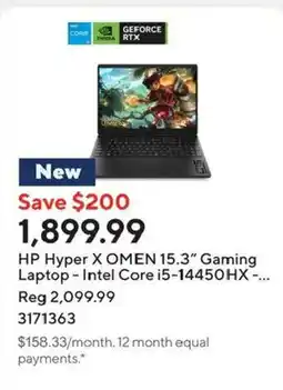Staples Hp hyper x omen 15.3" gaming laptop offer