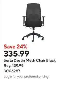Staples Serta Destin Mesh Chair Black offer