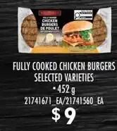 Zehrs Markets Fully cooked chicken burgers offer