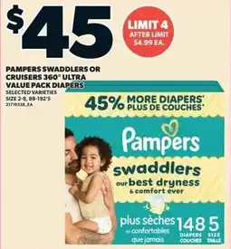 Zehrs Markets Pampers swaddlers or cruisers 360 ultra value pack diapers offer