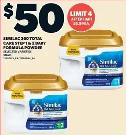 Zehrs Markets Similac 360 total care step 1 & 2 baby formula powder offer