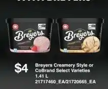 Zehrs Markets Breyers Creamery Style or CoBrand Select Varieties offer