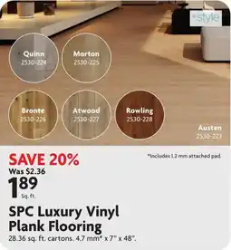 Home Hardware In Style SPC Luxury Vinyl Plank Flooring offer
