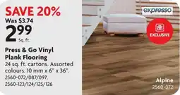 Home Hardware expresso press & go vinyl plank flooring offer