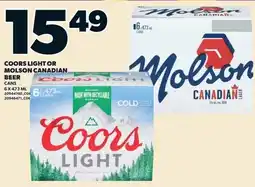 Zehrs Markets Coors Light or Molson Canadian beer cans offer