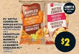 Loblaws PC kettle cooked or rippled kettle potato chips offer