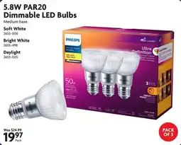 Home Hardware Philips 5.8W PAR20 Dimmable LED Bulbs offer