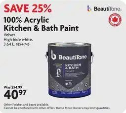 Home Hardware Beautitone 100% Acrylic Kitchen & Bath Paint offer