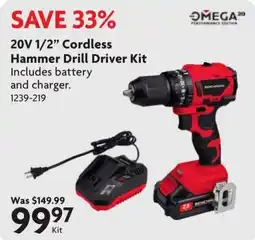 Home Hardware Omega 20v 1/2" cordless hammer drill driver kit offer