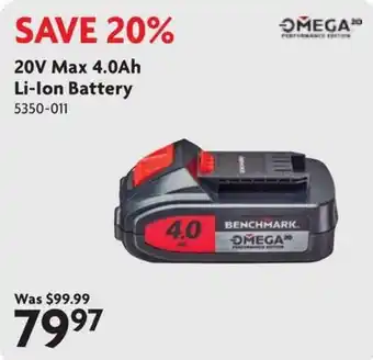 Home Hardware Benchmark 20V Max 4.0Ah Li-ion Battery offer