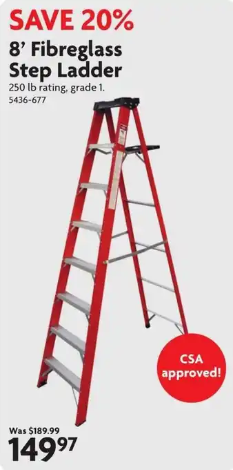 Home Hardware Fibreglass Step Ladder offer