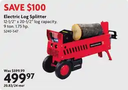 Home Hardware BenchMark electric log splitter offer