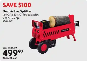 Home Hardware BenchMark electric log splitter offer