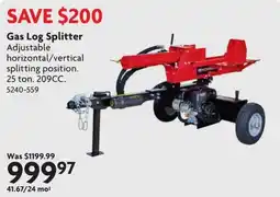 Home Hardware Benchcraft gas log splitter offer