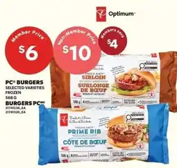 Loblaws PC burgers selected varieties offer