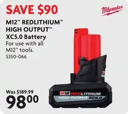 Home Hardware Milwaukee M12 REDLITHIUM HIGH OUTPUT XC5.0 Battery offer