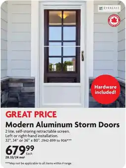 Home Hardware Everlast Modern Aluminum Storm Doors offer