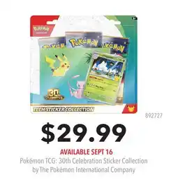 GameStop Pokémon TCG: 30th Celebration Sticker Collection by The Pokémon International Company offer