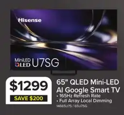 Leon's Hisense 65 QLED Mini-LED AI TV 165Hz - Google TV - 65U7SG offer