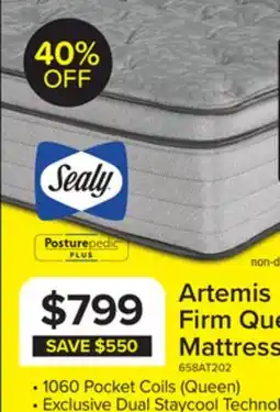 Leon's Sealy Posturepedic Plus Sterling Artemis Euro Top Luxury Firm Queen Mattress offer