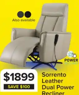 Leon's In Harmony - Sorrento Leather Dual Power Recliner - Cream offer