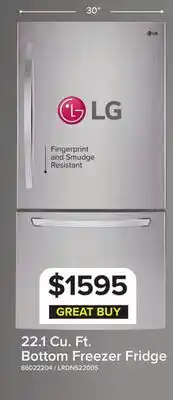 Leon's LG 30 22.1 Cu. Ft. Stainless Steel Bottom-Freezer Refrigerator - LRDNS2200S offer