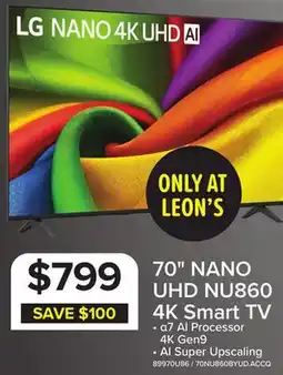 Leon's LG 70 4K Smart NANO UHD NU860 TV - 70NU860BYUD.ACCQ offer