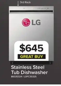 Leon's LG Stainless Steel Dishwasher with 3rd Rack - LDFC3532S offer