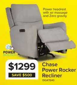 Leon's Chase Power Rocker Recliner - Grey offer