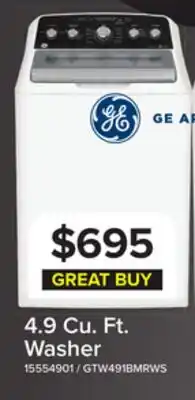 Leon's GE White Top Load Washer (4.9 Cu. Ft.) - GTW491BMRWS offer