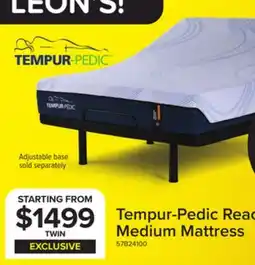 Leon's Tempur-Pedic React 2.0 Medium Twin Mattress 10 inches offer