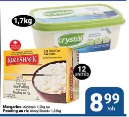 Pasquier Margarine Crystal 1,7kg ou Pouding au riz Kozy Shack 1,35kg offer