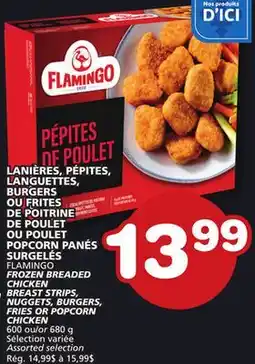 Marches Tradition FLAMINGO FROZEN BREADED CHICKEN BREAST STRIPS, NUGGETS, BURGERS, FRIES OR POPCORN CHICKEN offer