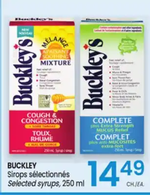 Uniprix BUCKLEY Sirops sélectionnés/ Selected syrups offer