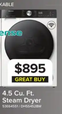 Leon's Hisense White Electric Dryer (4.5 cu. ft.) - DH5S452BW offer