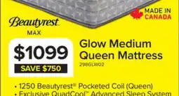 Leon's Beautyrest Max Glow Euro Top Medium Queen Mattress offer