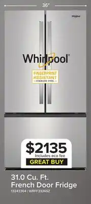Leon's Whirlpool French Door Fridge offer